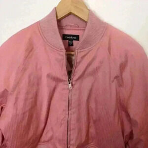 bebe Women Pink Stripes Large Full Zip Jacket